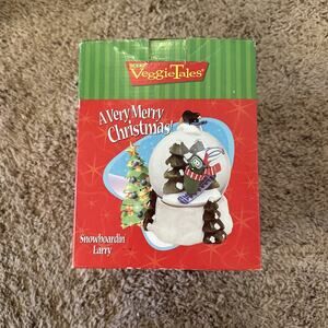 Vintage Veggie Tales A Very Merry Christmas Snow Globe Snowboardin' Larry 1999